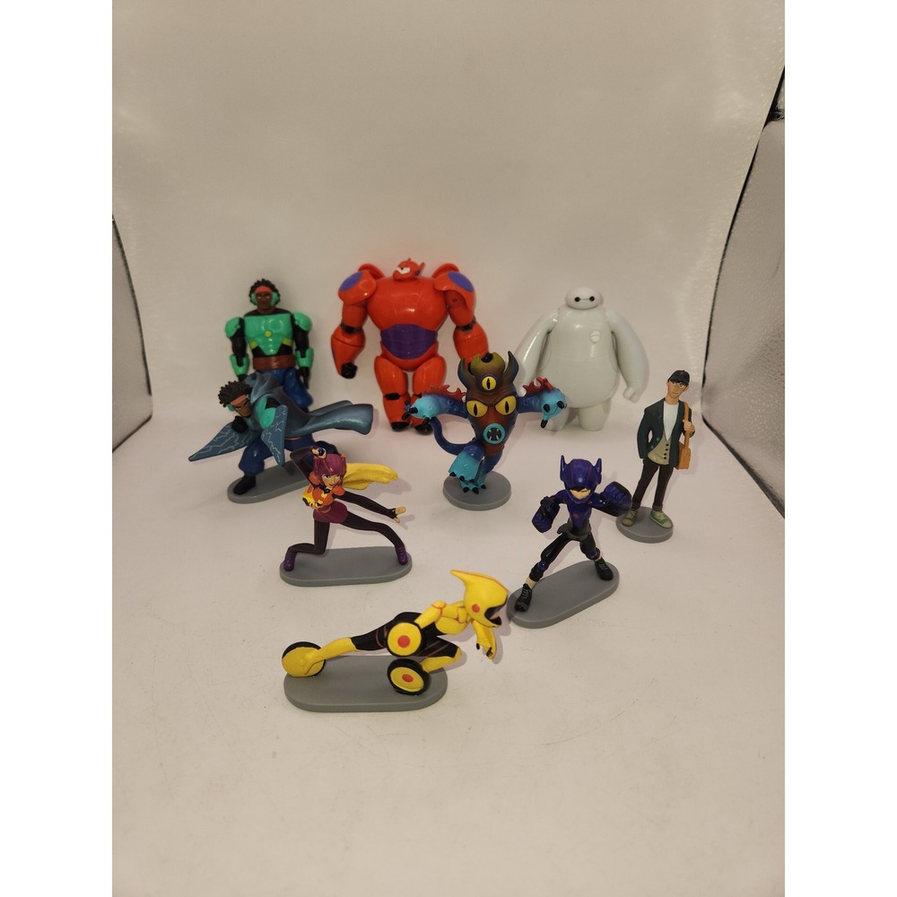Disney Big Hero 6 Figure Lot Baymax Hiro Go Go Wasabi Fred Honey Lemon 9 Figures